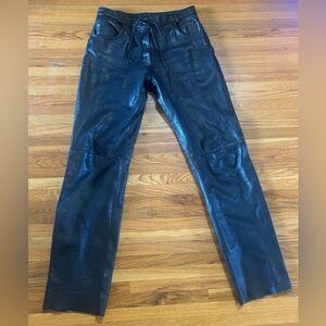 Screamin’ Eagle Women’s Black Leather Motorcycle Riding Pants Size 10 EUC